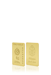 Lingote de Oro Lucky Ladybug 9 Kt de 5 g. - idea de regalo Amuleto de la suerte - IGE Gold